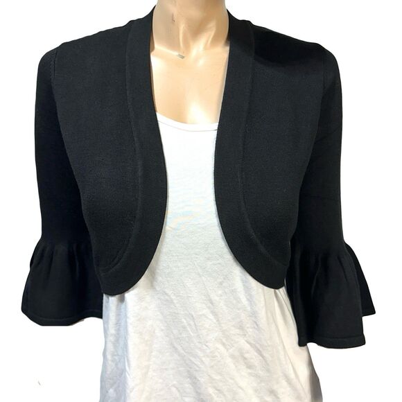 Eliza J Black Cropped Bolero Open Cardigan Shrug Knit Sweater Size S Small NWT - Picture 1 of 9